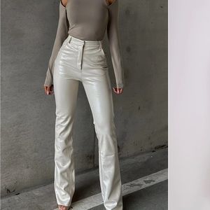 MESHKI croc leather pants